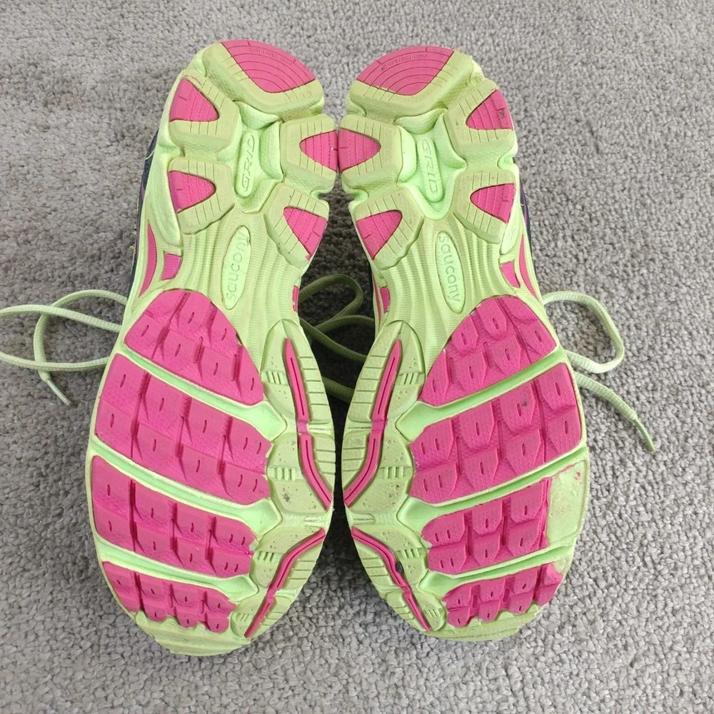 Saucony Cohesion 12 Youth Girls Size 5.5 Running Shoes Low Top Blue Purple Lime